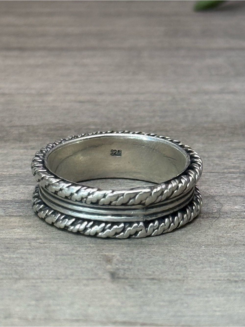 Braided Edge Stackable Ring in Silver - Picture 2 of 4